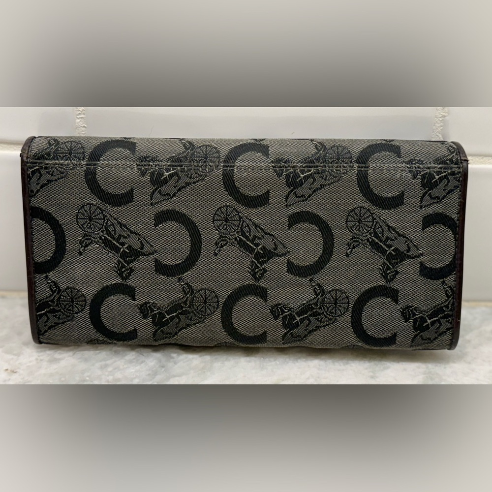 SOLD CELINE Vintage Macadam Logo Canvas/Patent Leather Long Flap Snap Wallet - Picture 7 of 16